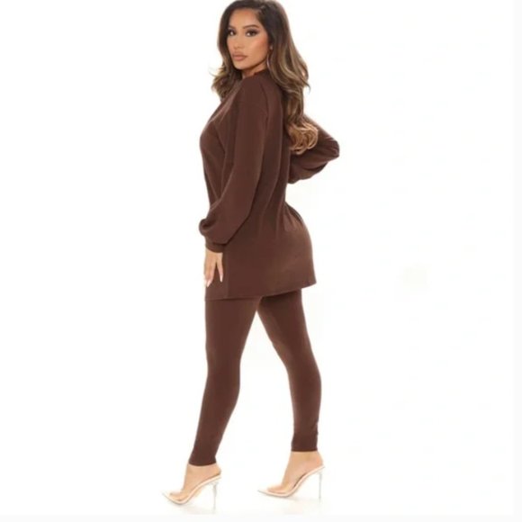 Fashion Nova Paparazzi Legging Set - Chocolate - Size Small - Picture 2 of 2